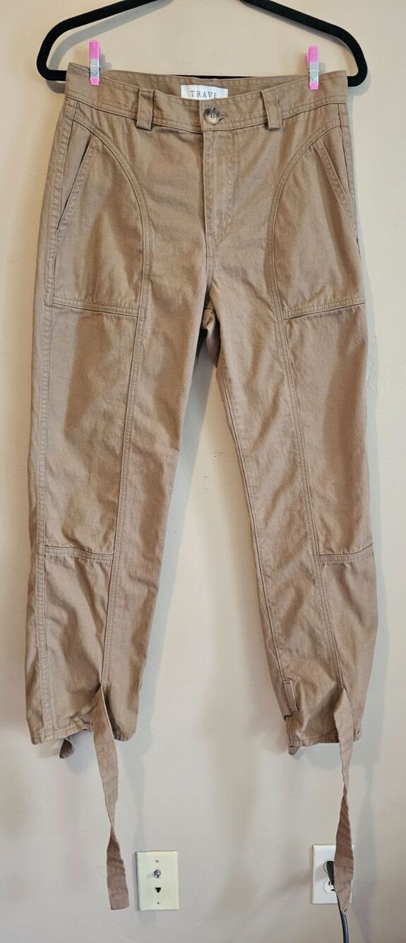 Trave-Tactical Mens Cargo Pants Size 28x37 Beige Cotton Workwear  gorpcore
